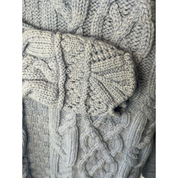 Aran Crafts Women’s Blue Sweater Merino Wool Ireland Cable Zip Hooded Sz Small - Picture 5 of 8
